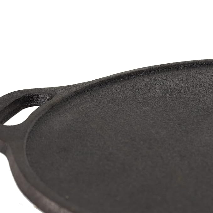 Rock Tawa Dosa cast iron Tawa 12 Inch Pre-Seasoned with Free Wooden Spatula and Silicon Grip Cover - Image 2
