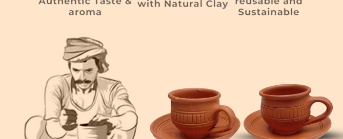 Clay crockery used in Indian festive dining setup with traditional food