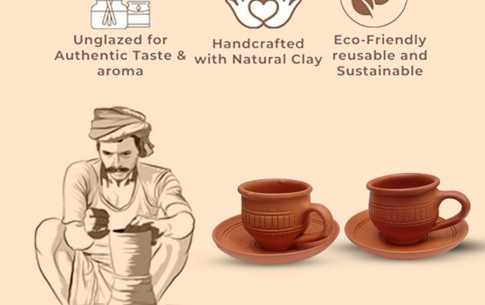 Clay crockery used in Indian festive dining setup with traditional food